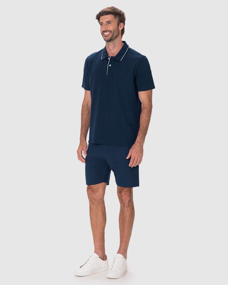 Camisa Polo Masculina Abertura Barra Lateral Em Piquet Premium