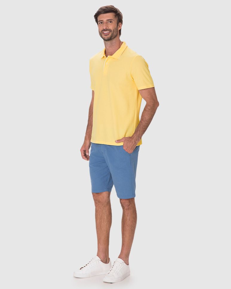 Camisa Polo Masculina Abertura Barra Lateral Em Piquet Premium