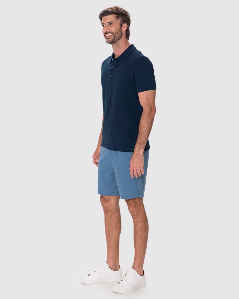 Camisa Polo Masculina Slim Peitilho E Manga Curta Em Piquet Premium