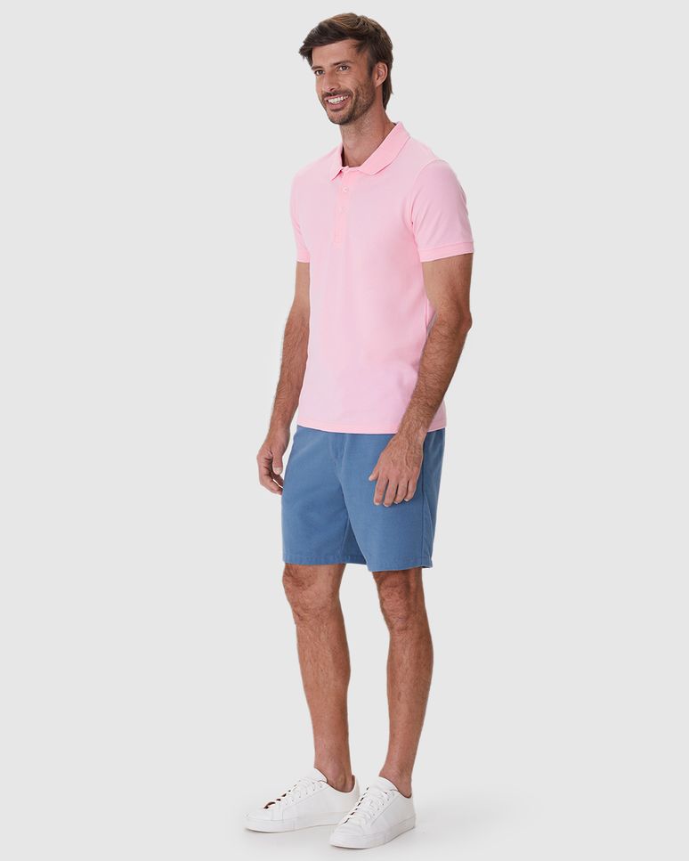 Camisa Polo Masculina Slim Peitilho E Manga Curta Em Piquet Premium