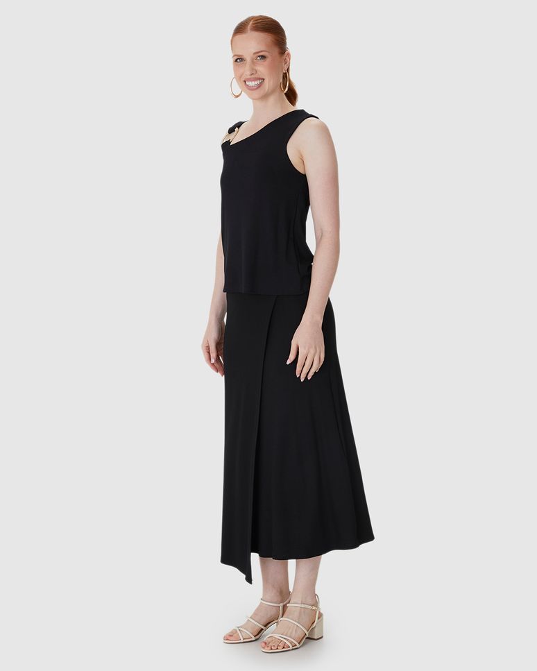 Blusa Feminina Assimétrica Alça Detalhe Com Argola Em Viscose Stretch