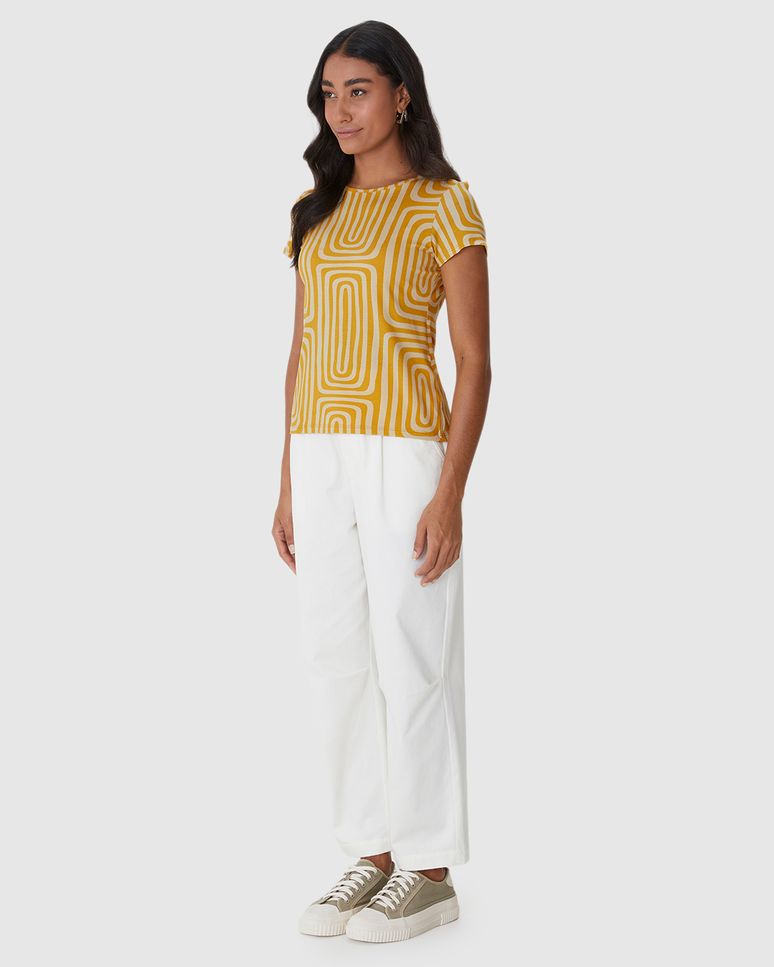 Blusa Justa Feminina Estampada Em Viscose Stretch