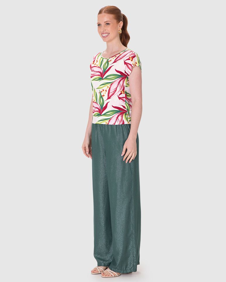 Blusa Feminina Manga Curta Estampa Digital Em Viscose Stretch