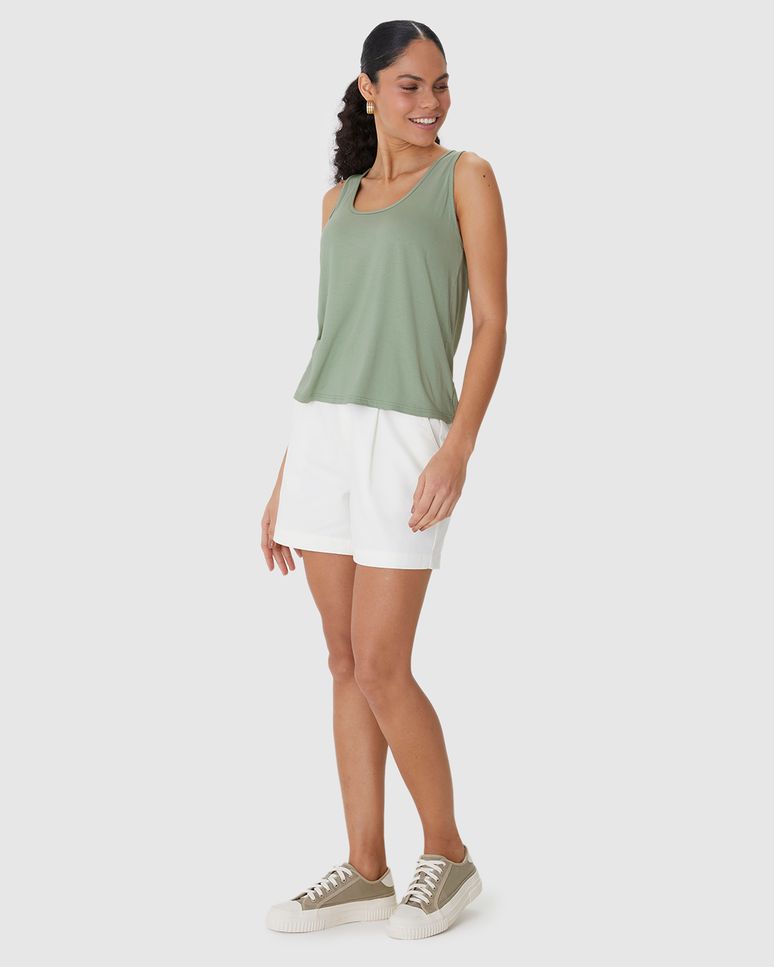 Regata Básica Feminina Evasê Em Malha Viscose Stretch