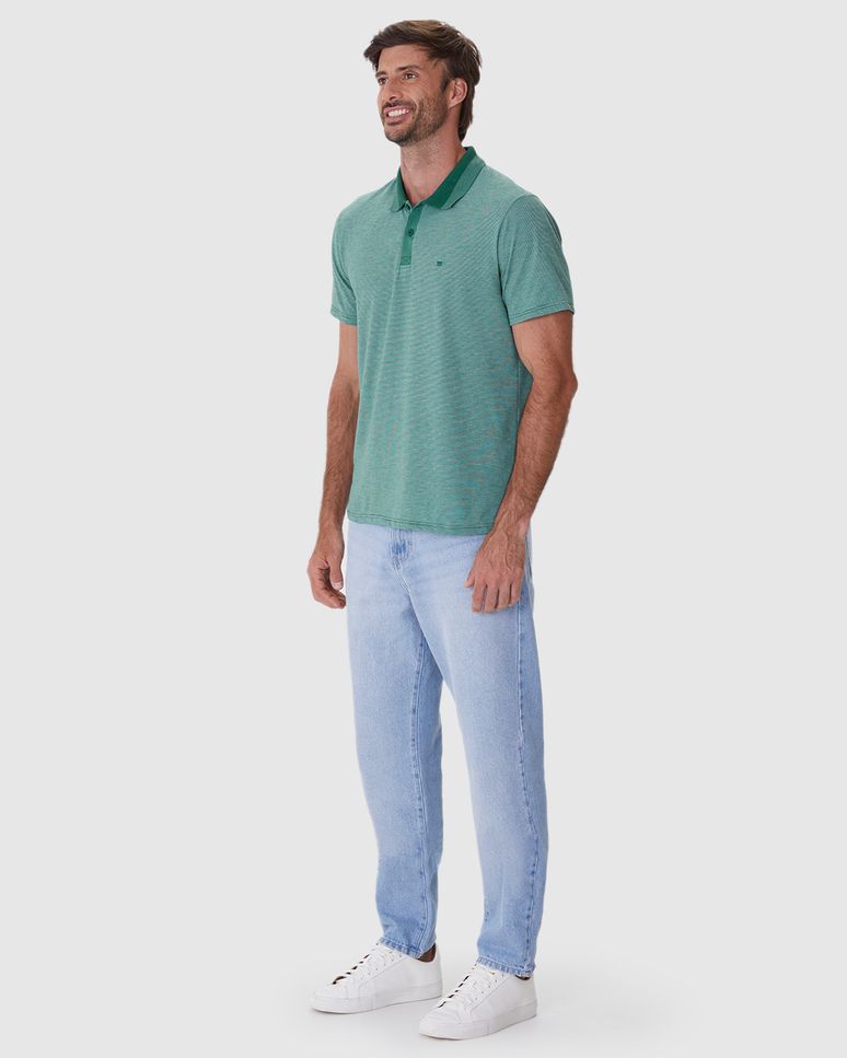 Camisa Polo Masculina Abertura Lateral Em Malha Fio A Fio