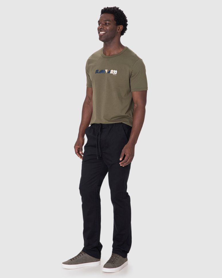 Calça Masculina Jogger Cintura Média Cós Elástico Em Sarja Com Elastano