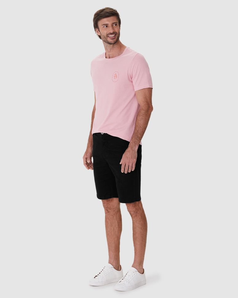 Bermuda Masculina Slim Cintura Média Bolso Funcional Em Sarja Com Elastano