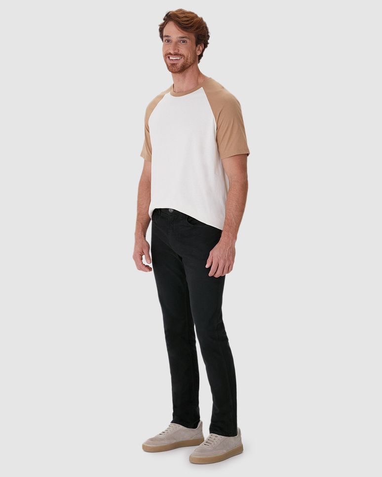 Calça Slim Masculina Cintura Média Bolso Funcional Em Sarja Stretch