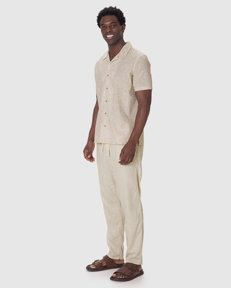 Camisa Masculina Estampa Bananeira Manga Curta Em Algodão