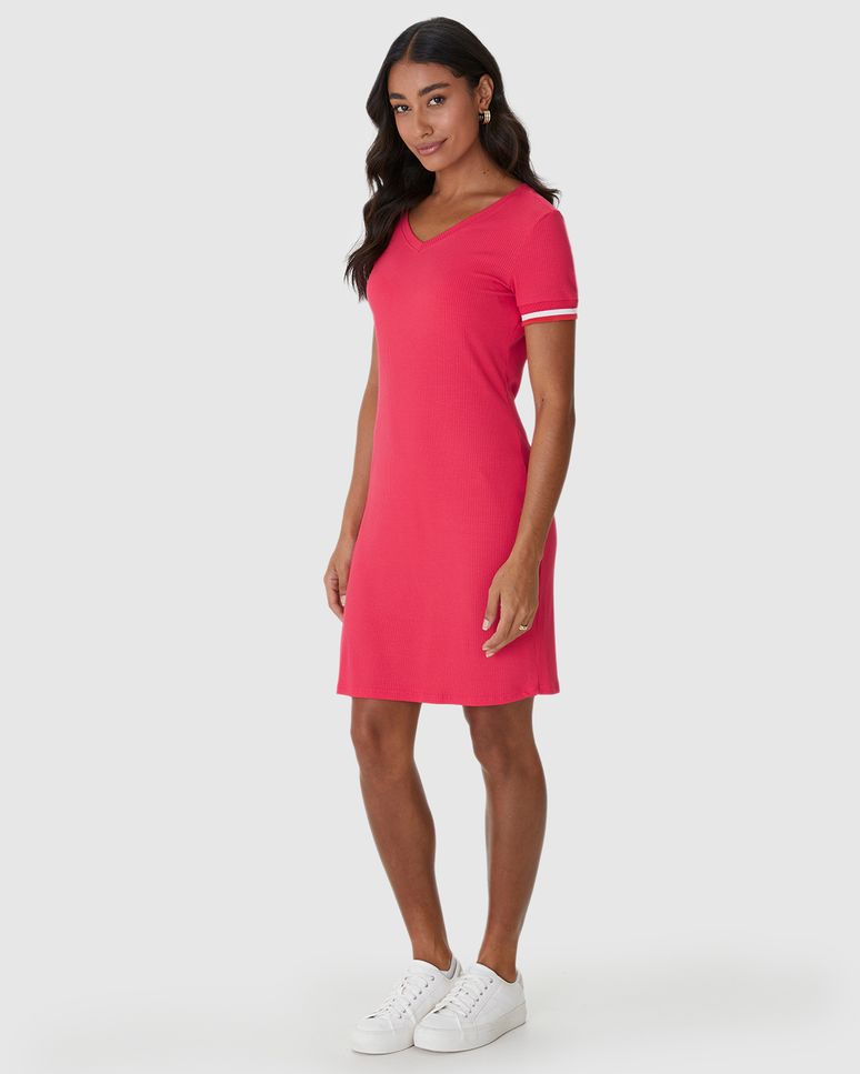 Vestido Feminino Manga Retilínea Em Malha Viscose Canelada