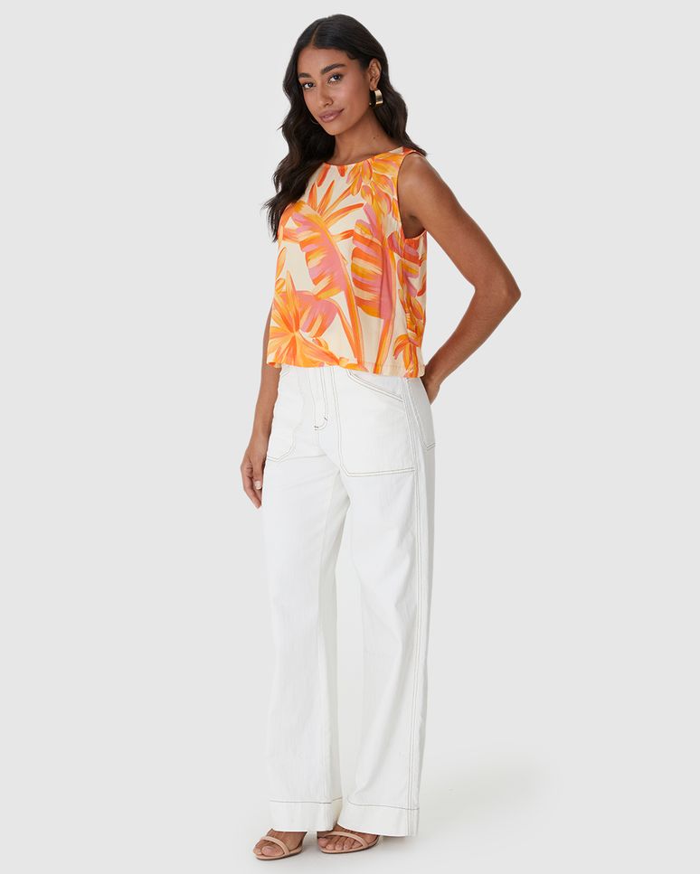 Regata Básica Feminina Long Cropped Alça Larga Em Viscose