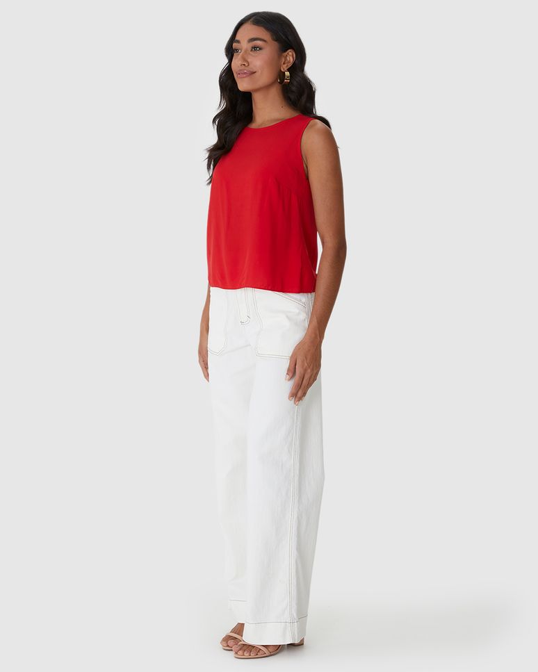 Regata Básica Feminina Long Cropped Alça Larga Em Viscose