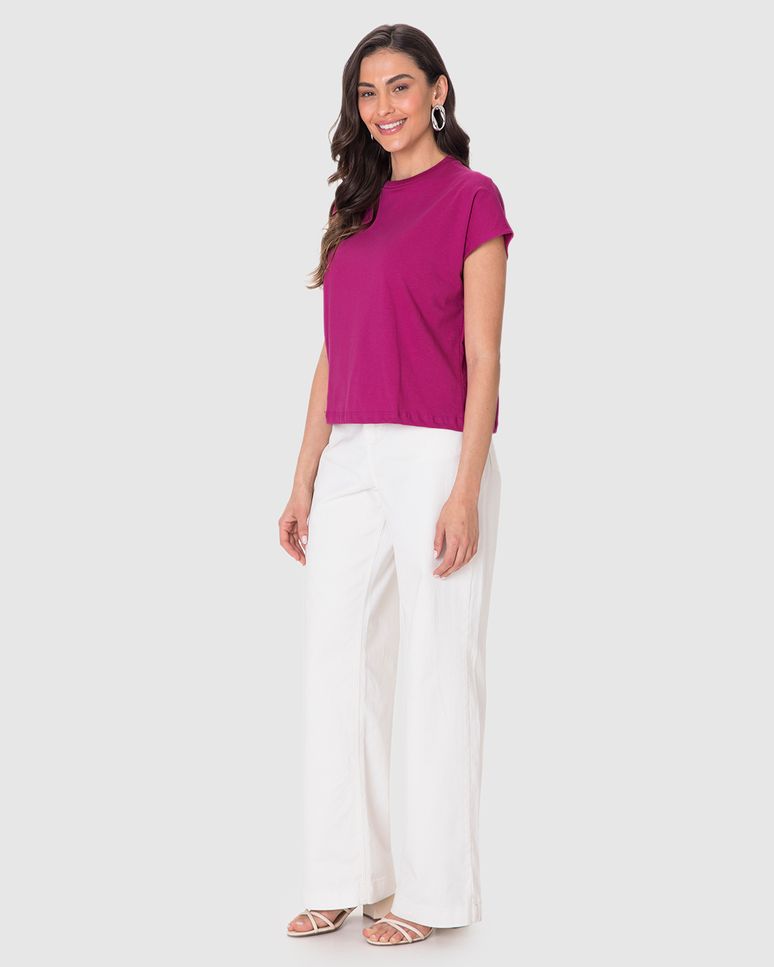 Blusa Básica Feminina Manga Curta Sem Cavas Em Malha Algodão Comfy