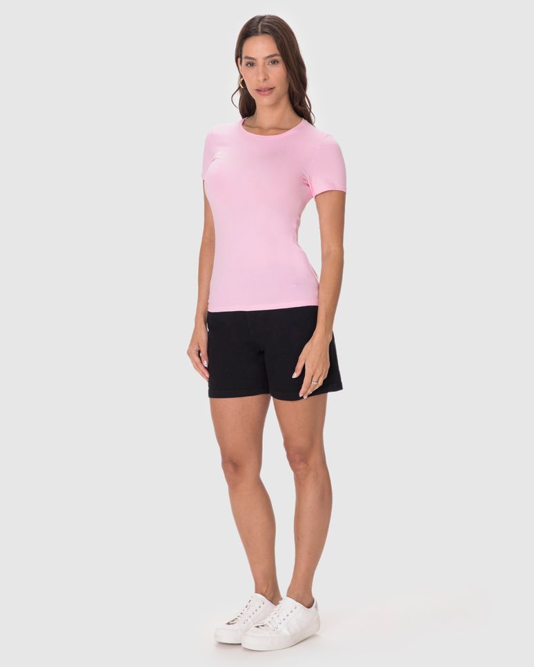 Blusa Básica Feminina Decote Redondo Em Algodão