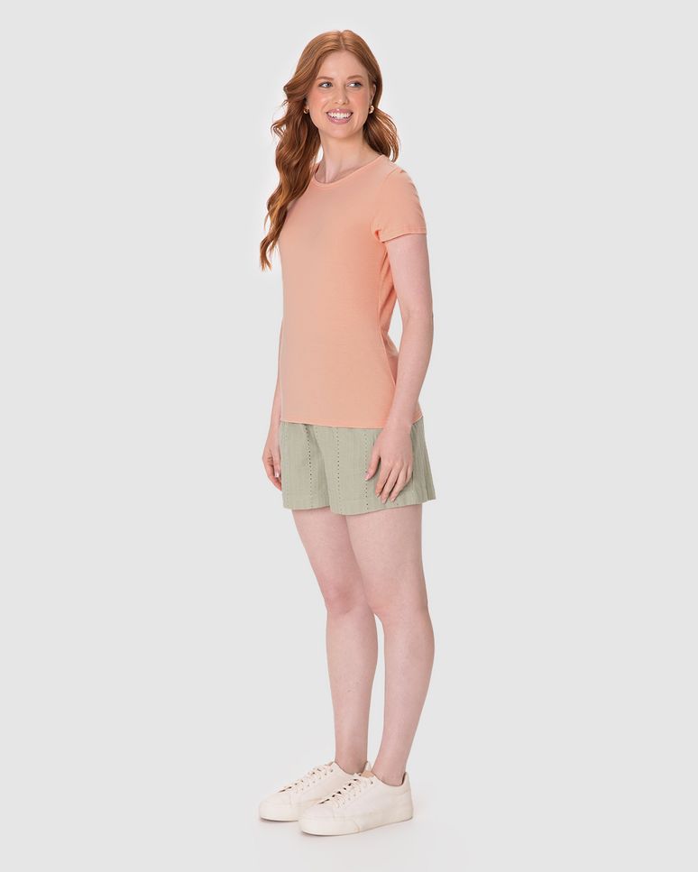 Blusa Básica Feminina Baby Look Em Algodão