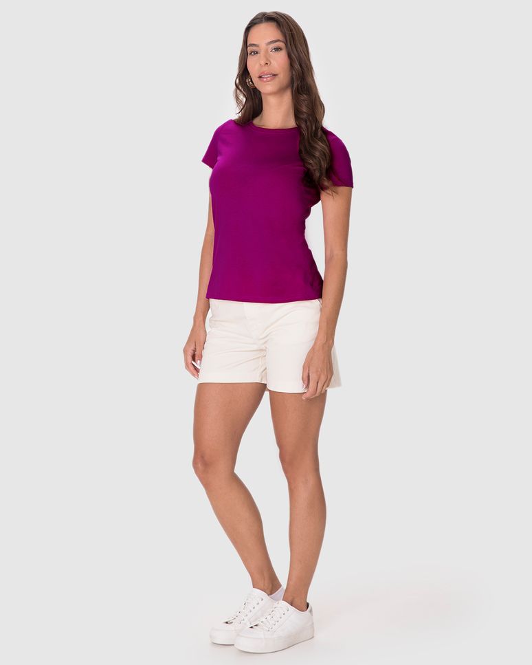 Blusa Básica Feminina Baby Look Em Algodão