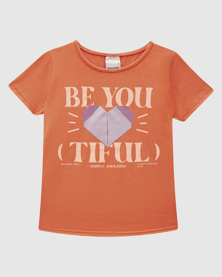 Blusa Infantil Menina Manga Curta Estampa Com Glitter Em Algodão Malwee Kids