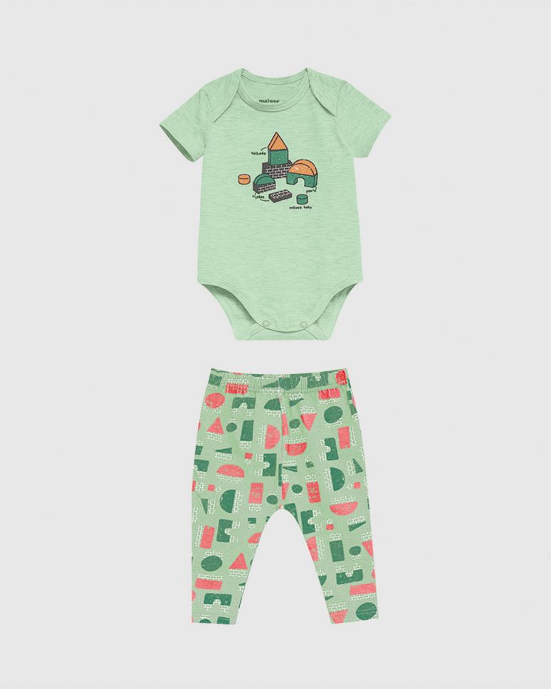 Conjunto Bebê Menino Body Manga Curta E Calça Em Algodão Malwee Kids