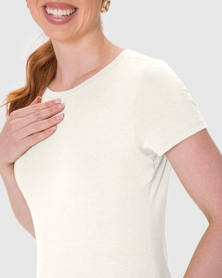 Blusa Básica Feminina Manga Curta Em Malha Viscolinho Stretch