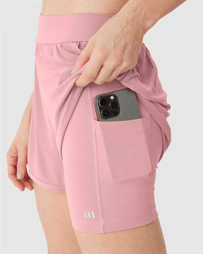 Shorts Esportivo Feminino Duplo Em Double Jersey E Tule