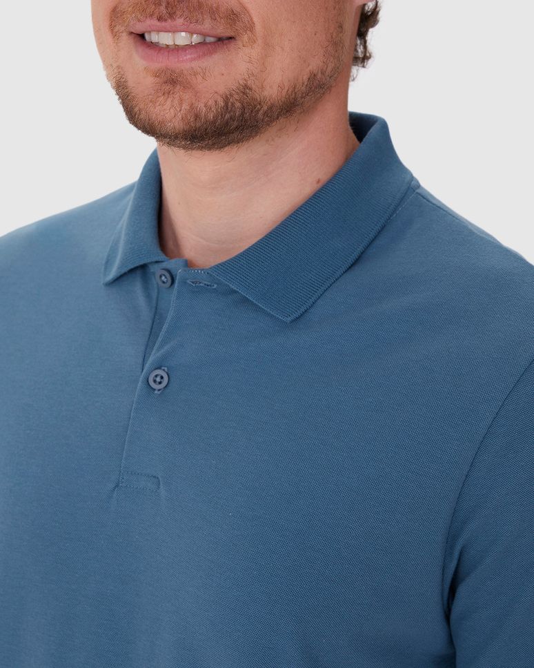 Camisa Polo Básica Masculina Gola Retilínea Em Piquet Stretch