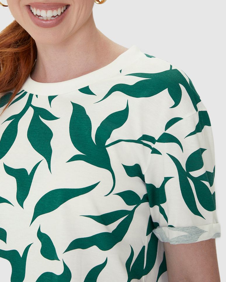 Blusa Feminina Estampada Manga Curta Em Algodão