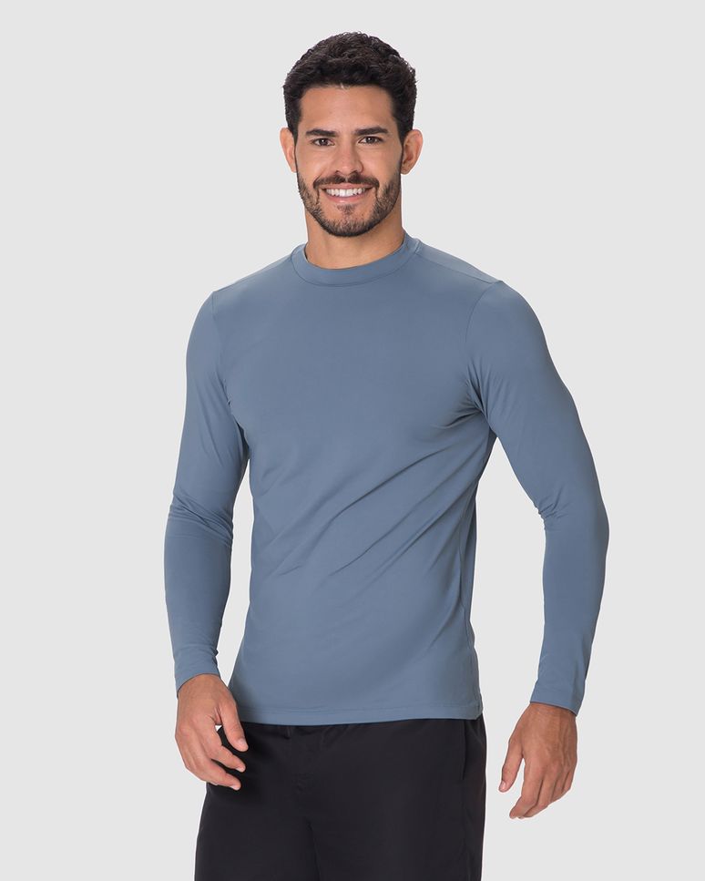 Camiseta Esportiva Masculina Slim Manga Longa Em Malha Dry E Proteção UV50+