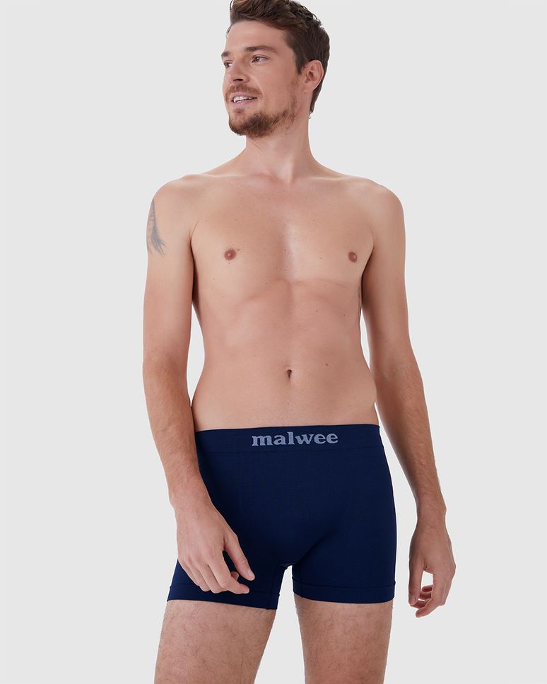 Cueca Masculina Boxer Sem Costura Logo Malwee Em Poliamida