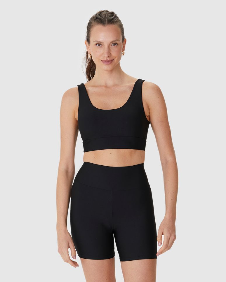 Top Esportivo Decote U Alça Média Em Malha Dry E Proteção UV50+