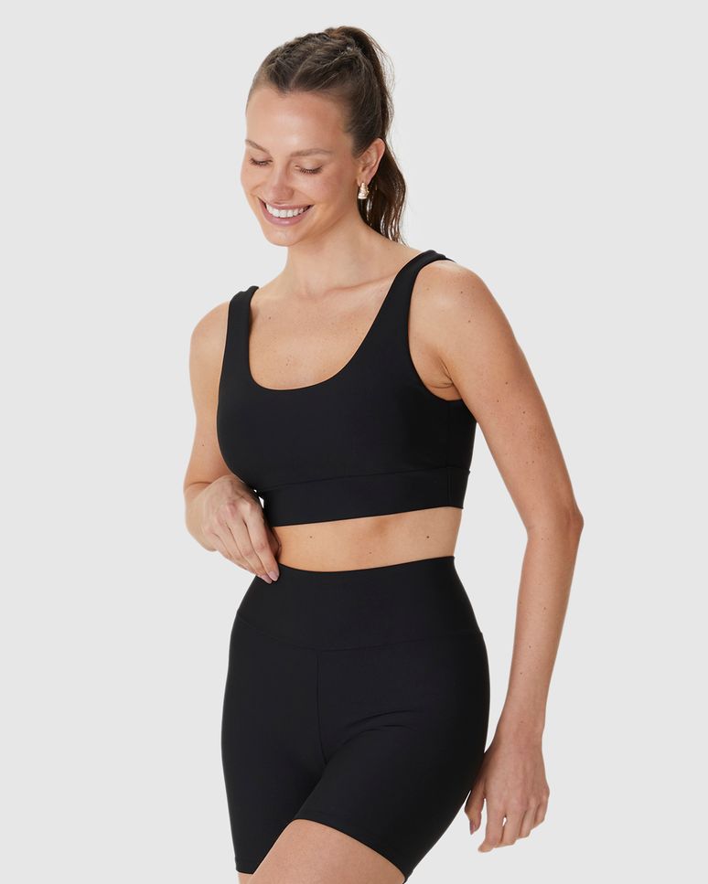 Top Esportivo Decote U Alça Média Em Malha Dry E Proteção UV50+