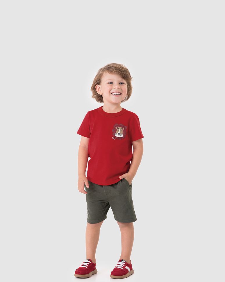 Conjunto Infantil Menino Camiseta Estampa Roarr Em Algodão Malwee Kids