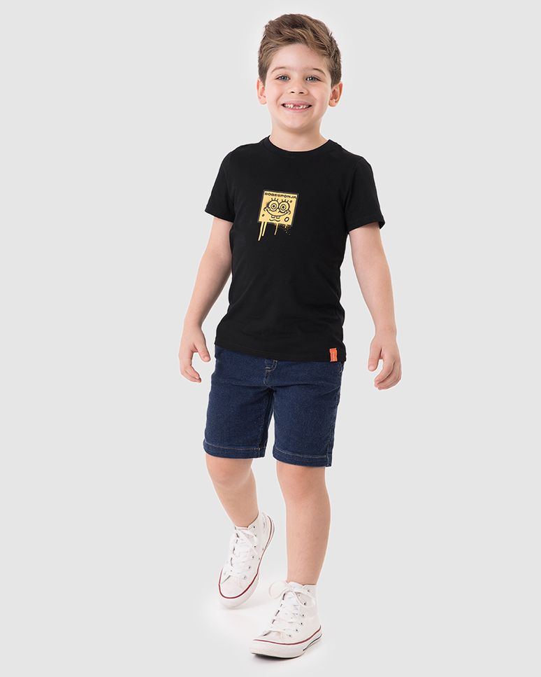 Camiseta Infantil Menino Rad! Bob Esponja Estampa Frente E Costas Malwee Kids