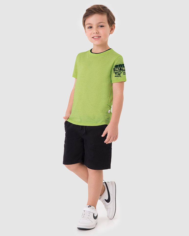 Camiseta Infantil Menino Manga Curta Com Estampa Em Malha Rajada Malwee Kids