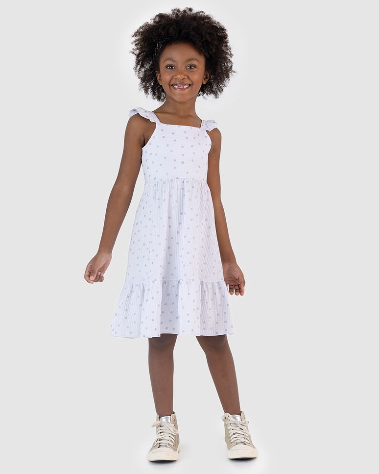 Vestido Infantil Midi Estampa Poá Em Malha Texturizada Malwee Kids