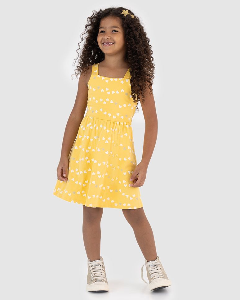 Vestido Infantil Estampa Corações Com Glitter Em Algodão Malwee Kids