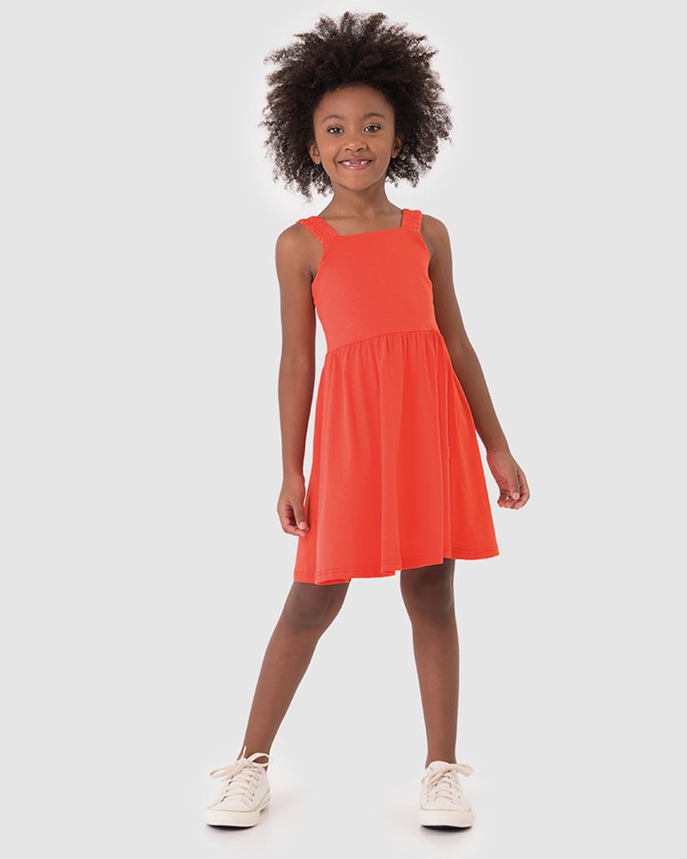 Vestido Infantil Detalhe Decote Costas Em Algodão Malwee Kids