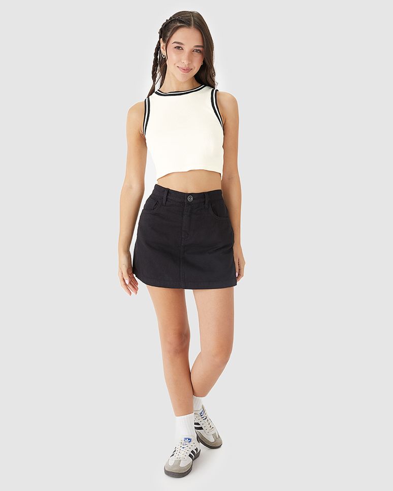 Regata Cropped Menina Detalhe Costura Retilínea Em Ribana Malwee Kids