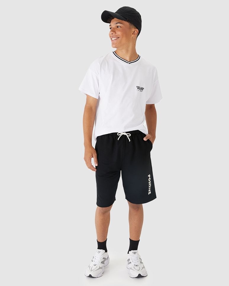 Bermuda Menino Estampa Positive Cadarço Funcional Em Moletom Malwee Kids