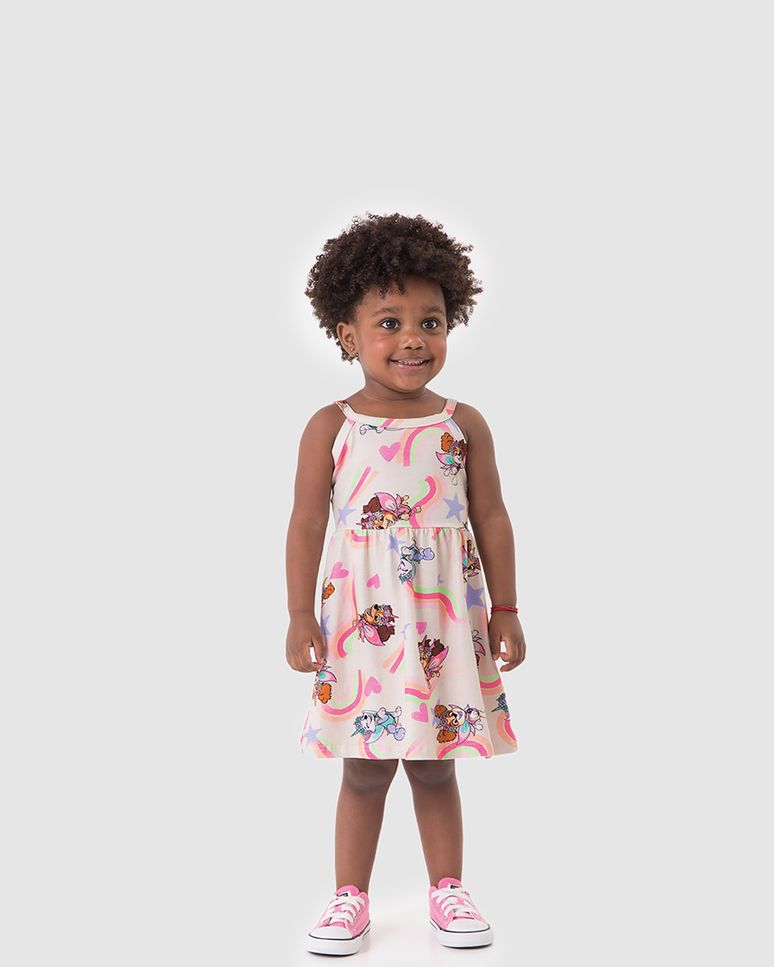 Vestido Infantil Detalhe Vazado Costas Patrulha Canina Em Algodão Malwee Kids