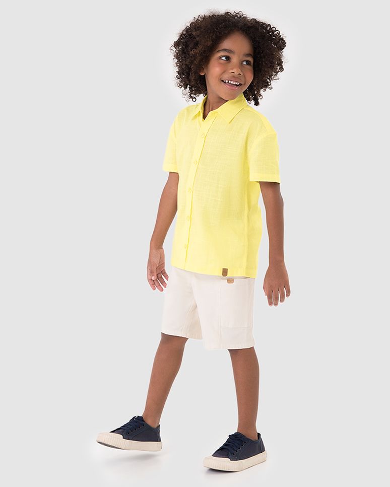 Camisa Infantil Menino Manga Curta Em Algodão Texturizado Malwee Kids