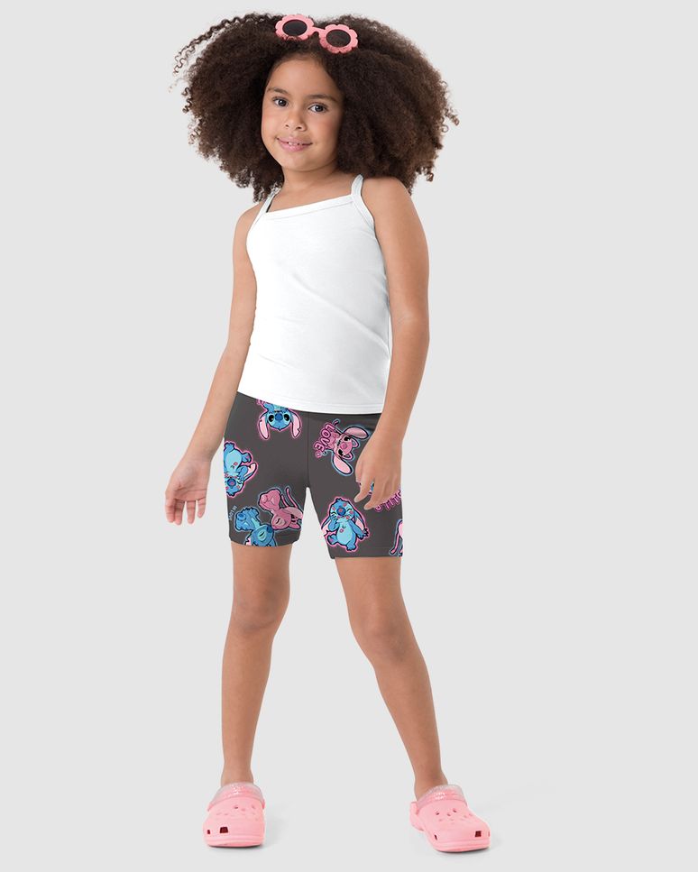Bermuda Infantil Menina Ciclista Estampa Stitch Disney Em Algodão Malwee Kids