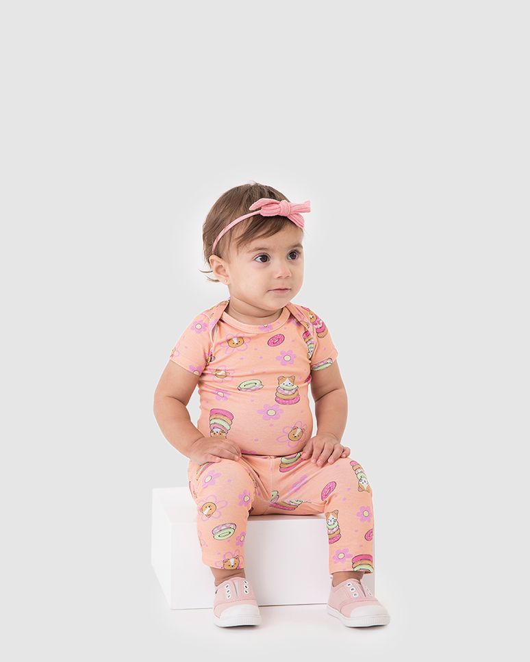 Body Bebê Menina Estampa Digital Em Algodão Malwee Kids