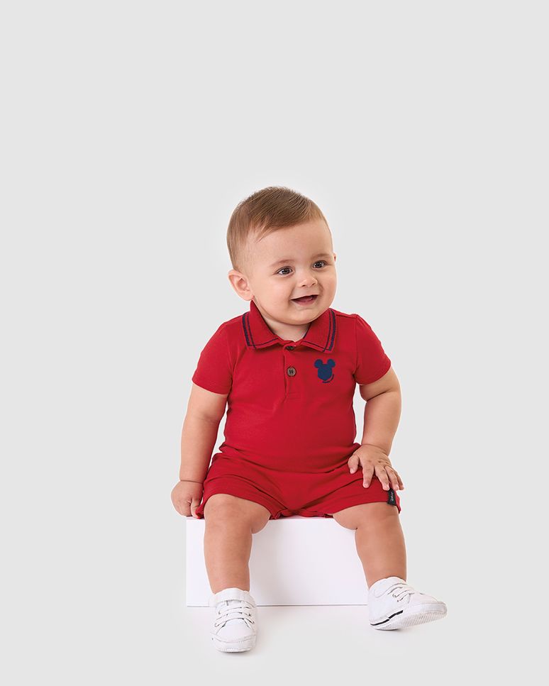 Macaquinho Polo Bebê Menino Mickey Disney Em Algodão Malwee Kids