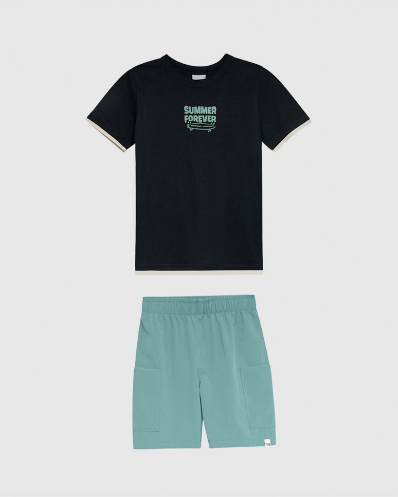 Conjunto Infantil Menino Summer Forever Estampa Frente E Costas Malwee Kids