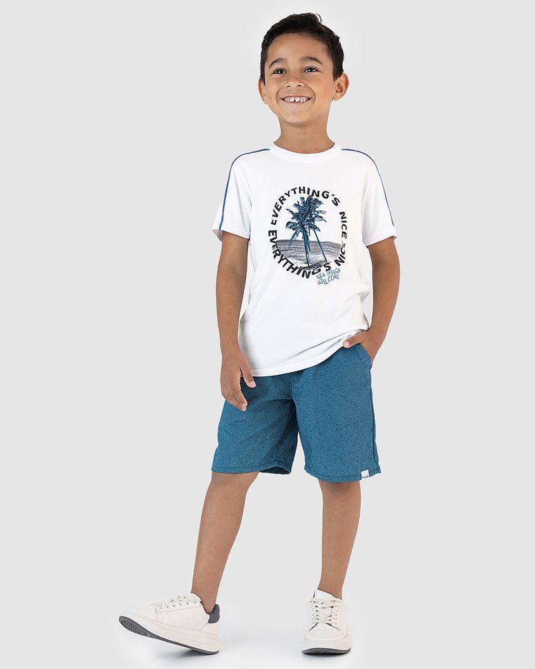 Conjunto Infantil Menino Camiseta Everything’s Nice Em Algodão Malwee Kids