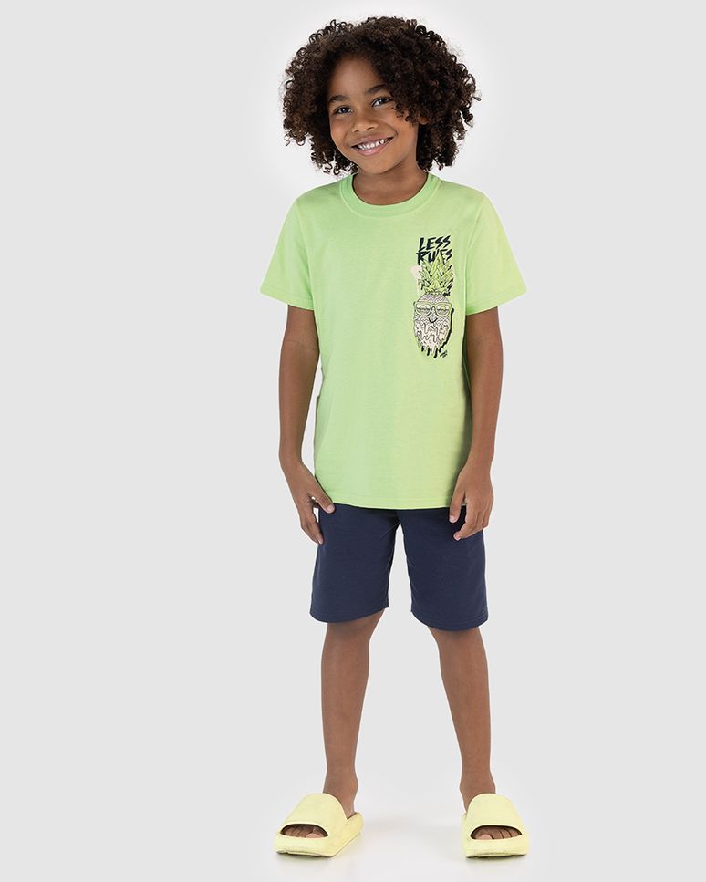 Conjunto Infantil Menino Camiseta Manga Curta Estampa Em Algodão Malwee Kids