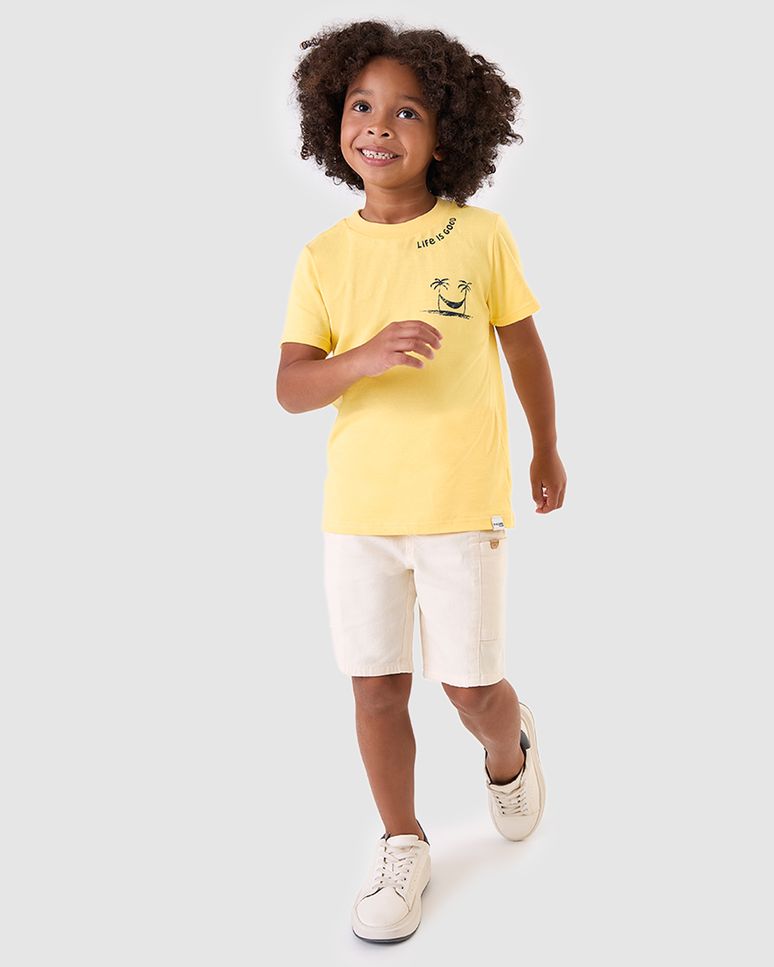 Camiseta Infantil Menino Estampa Life Is Good Em Algodão Malwee Kids