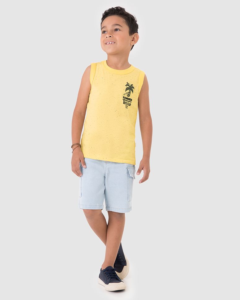 Regata Infantil Menino Estampa Com Efeito HD Em Malha Botonê Malwee Kids