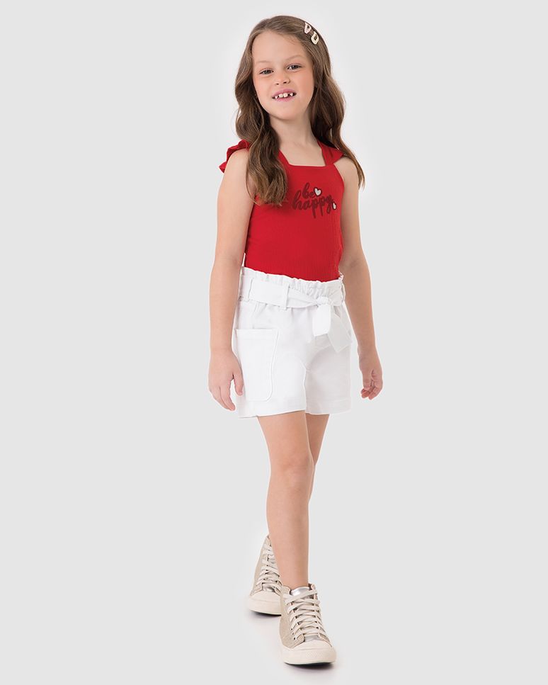 Regata Infantil Menina Be Happy Estampa Puff Em Malha Texturizada Malwee Kids