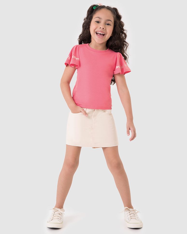 Blusa Infantil Menina Manga Godê Com Estampa Em Algodão Malwee Kids